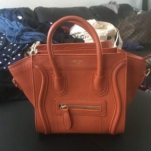 Orange micro luggage tote